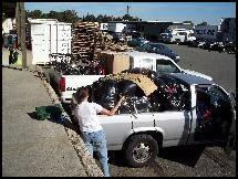 One Family truck being loaded at the county reuse center.